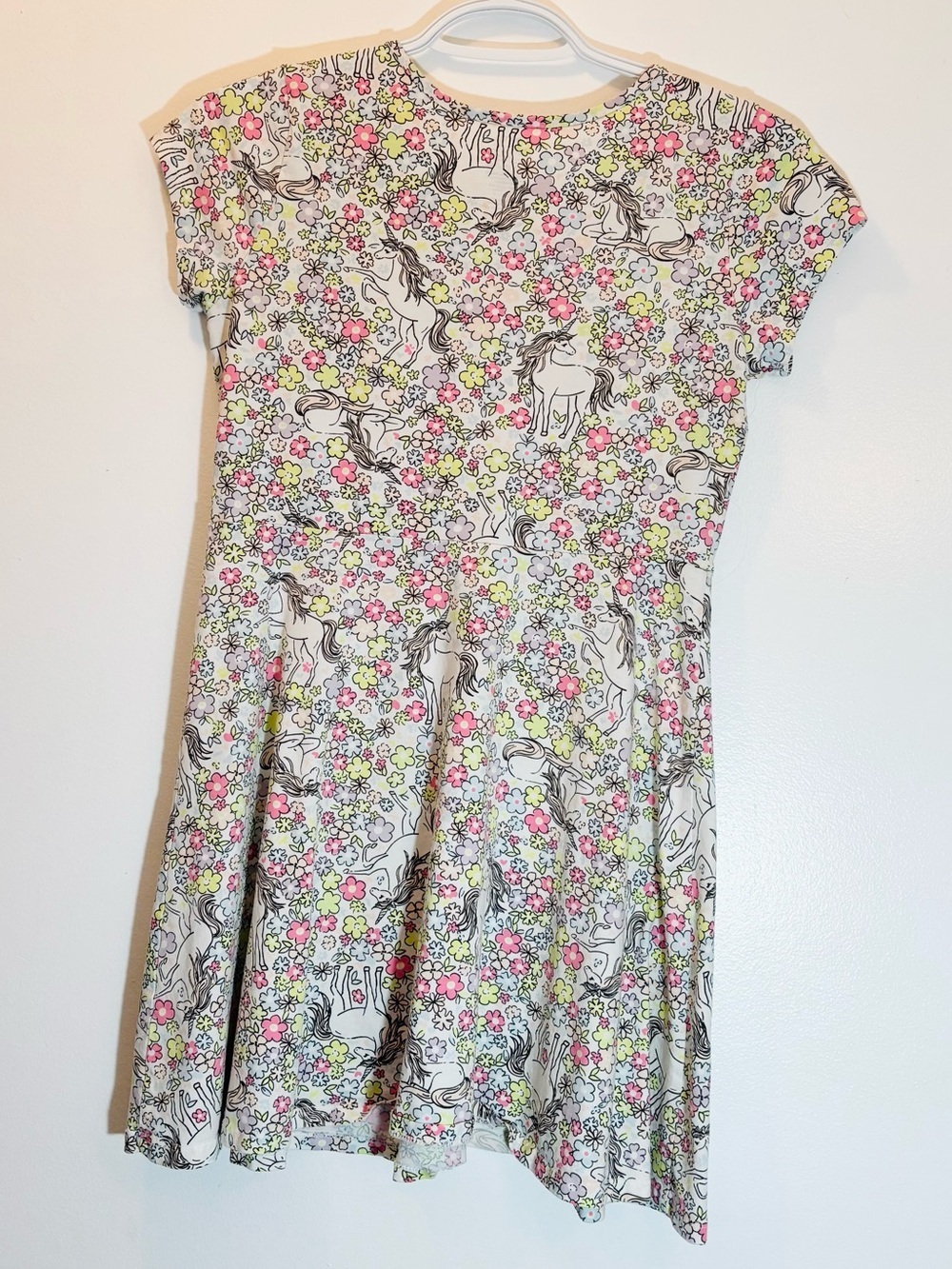 3/10$ George Girls Unicorn Floral Skater Sundress Size XL 14-16 Summer All Over - Picture 3 of 6